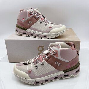 On Cloudtrax Hiking Boot Sneaker Running Shoe Pink Rose/Ivory Womens US 8